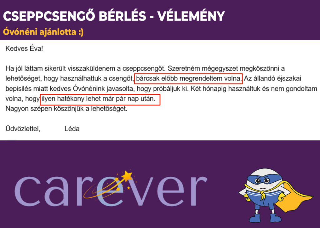 Cseppcsengo berles velemeny ovono