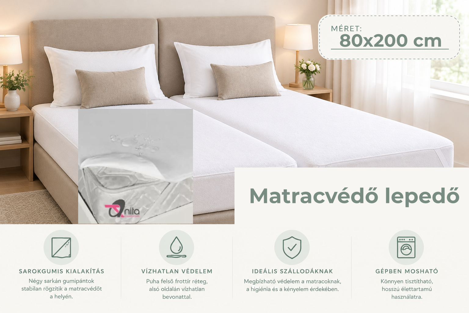 Matracvédő lepedő 80x200 cm