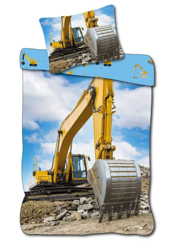 Építkezés, Markolós gyerek, ovis ágyneműhuzat 100×135cm, 40×60 cm