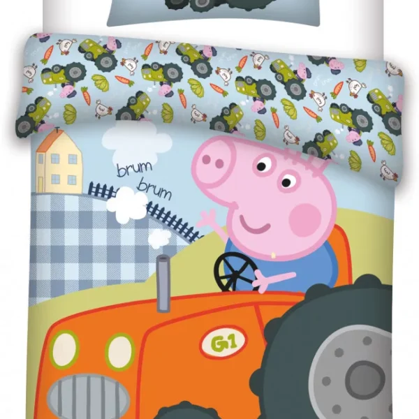 Peppa malac George's Tractor gyerek, ovis ágyneműhuzat 100×135cm, 40×60 cm