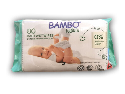 Bambo Nature Nedves törlőkendő 80 db